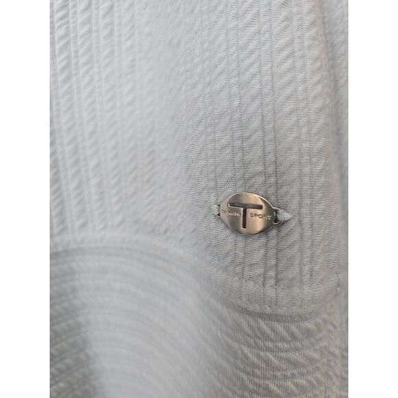 Tahari Sport Blue Ribbed Cowl Neck Pullover L Cozy Layered Knit Sweater Athletic - Picture 3 of 8